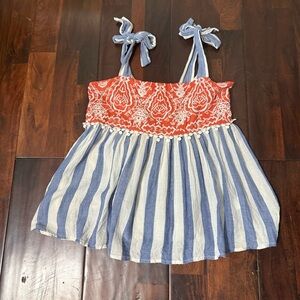 Altar’s State Baby Doll Tank Top Women’s Size Medium Flowy Tie Straps Cotton